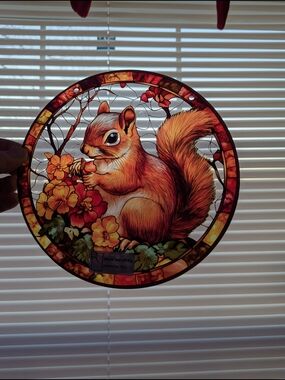 Squirrel Acrylic Stained Glass Style Sun Catcher